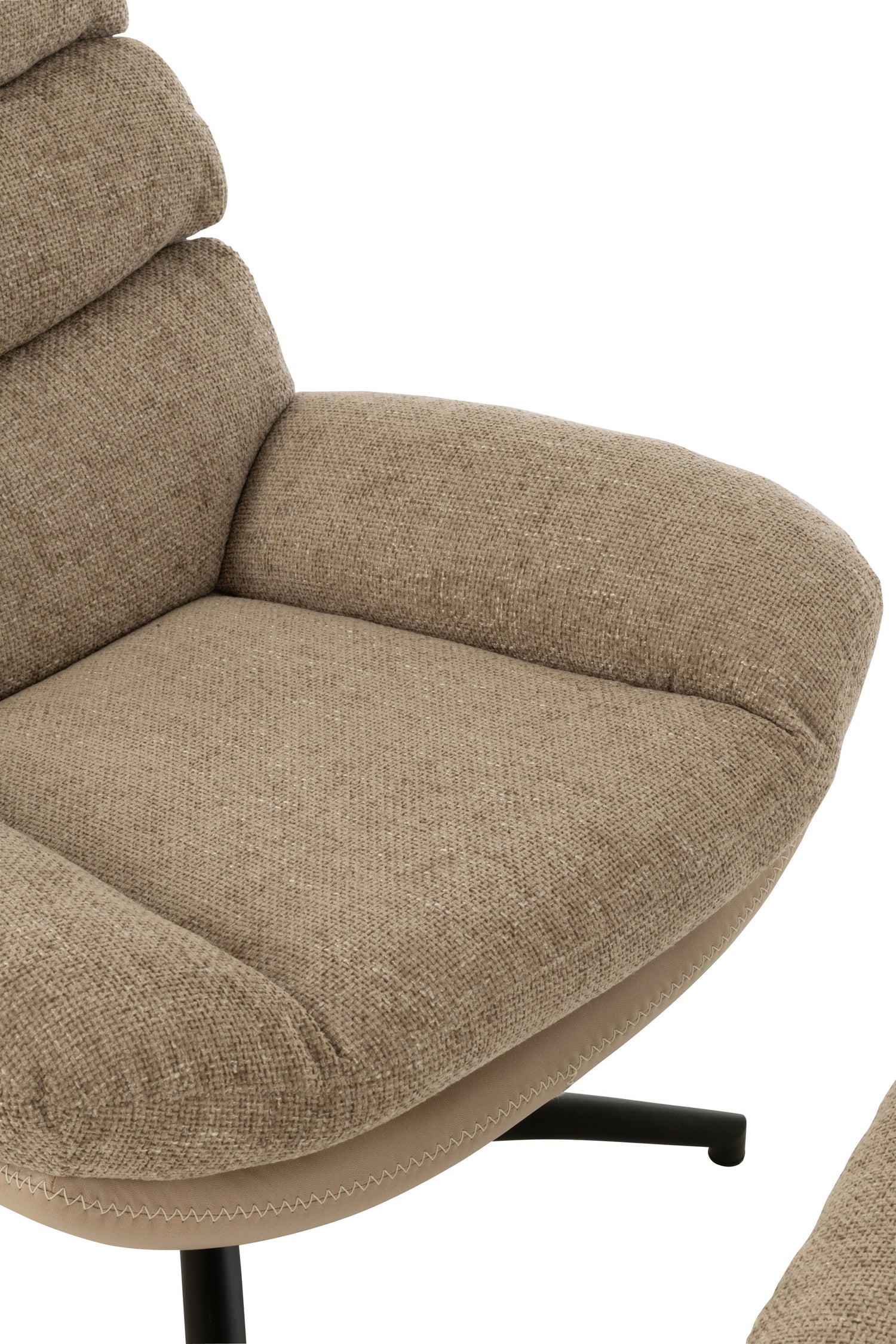 Relax Stoel + Voetbank Metaal/Multiplex Donkergrijs/Zwart - Fauteuil - J-Line - livinglovely.nl