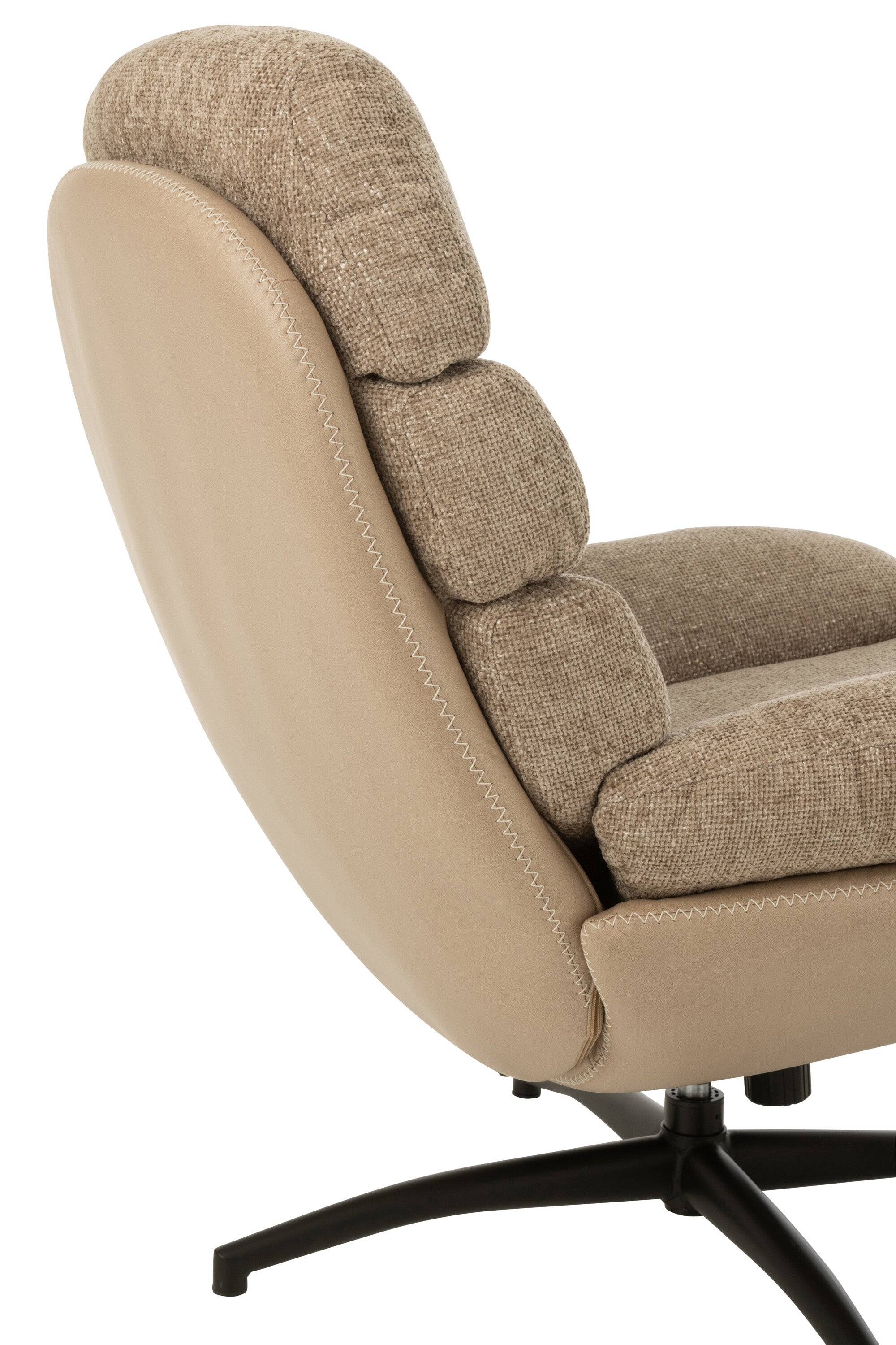Relax Stoel + Voetbank Metaal/Multiplex Donkergrijs/Zwart - Fauteuil - J-Line - livinglovely.nl