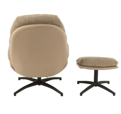 Relax Stoel + Voetbank Metaal/Multiplex Donkergrijs/Zwart - Fauteuil - J-Line - livinglovely.nl