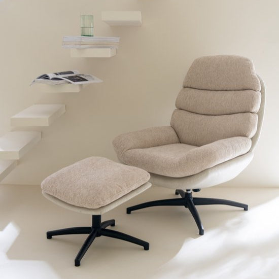 Relax Stoel + Voetbank Metaal/Multiplex Grijs/Zwart - Fauteuil - J-Line - livinglovely.nl
