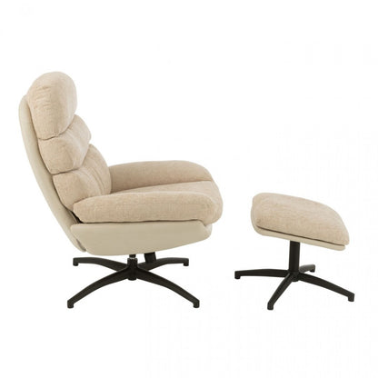 Relax Stoel + Voetbank Metaal/Multiplex Grijs/Zwart - Fauteuil - J-Line - livinglovely.nl