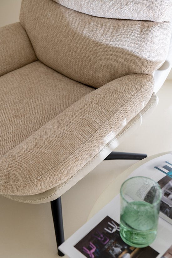 Relax Stoel + Voetbank Metaal/Multiplex Grijs/Zwart - Fauteuil - J-Line - livinglovely.nl