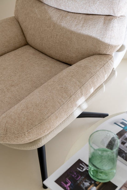 Relax Stoel + Voetbank Metaal/Multiplex Grijs/Zwart - Fauteuil - J-Line - livinglovely.nl