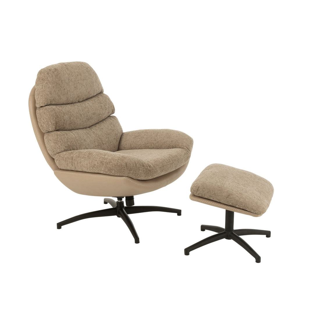 Relax Zetel + Voetbank Metaal/Multiplex Donkergrijs/Zwart J-Line