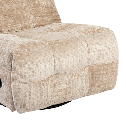 Relaxfauteuil Chill Beige van Starfurn, relaxfauteuil in warme beige stof met vierkante stiknaden