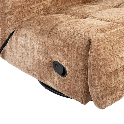 Relaxfauteuil Chill Cinnamon van Starfurn, relaxfauteuil in warme kaneelkleurige stof met vierkante stiknaden
