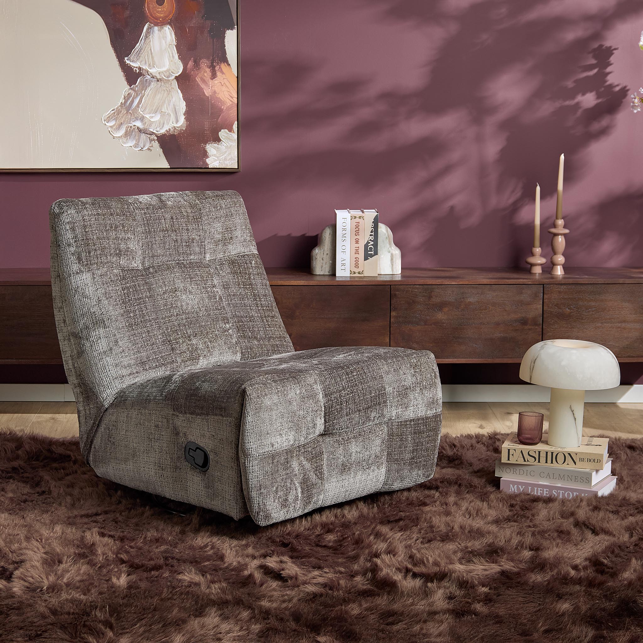 Relaxfauteuil Chill Grijs van Starfurn, relaxstoel met omhoogkomend voetgedeelte