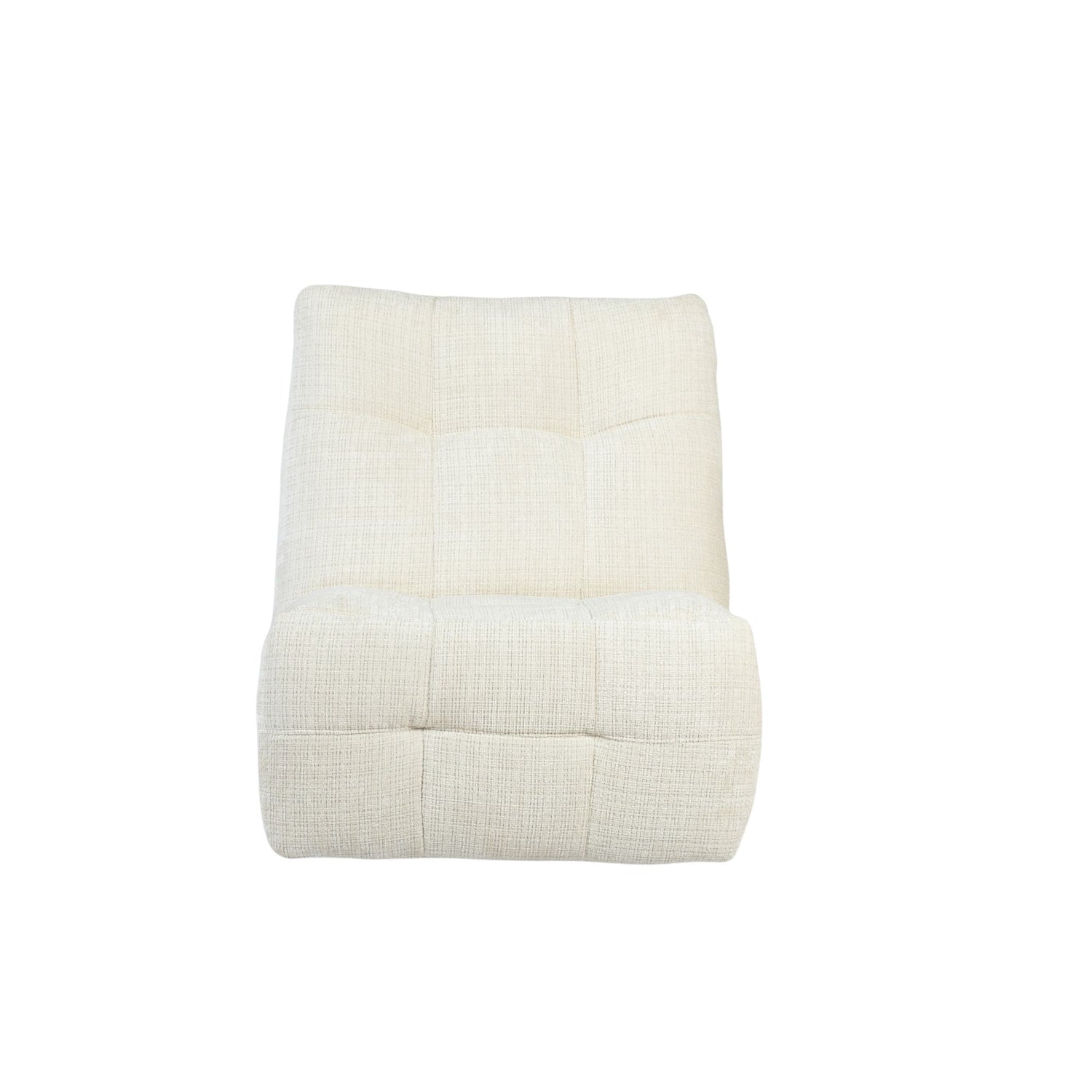 Relaxfauteuil Chill Off White van Starfurn, relaxfauteuil in zachte offwhite stof met vierkante stiknaden