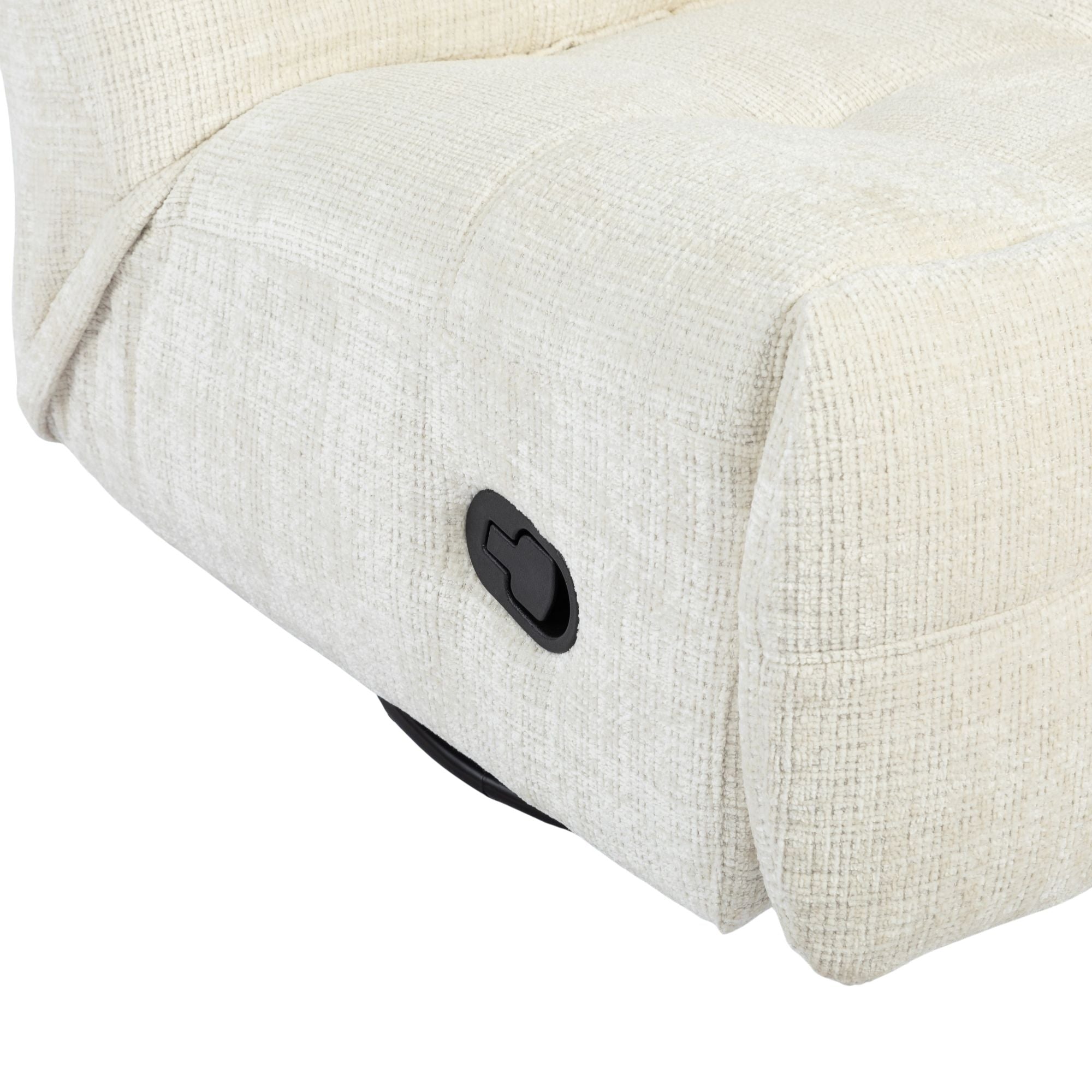 Relaxfauteuil Chill Off White van Starfurn, zwarte hendel voor de handmatige relaxfunctie