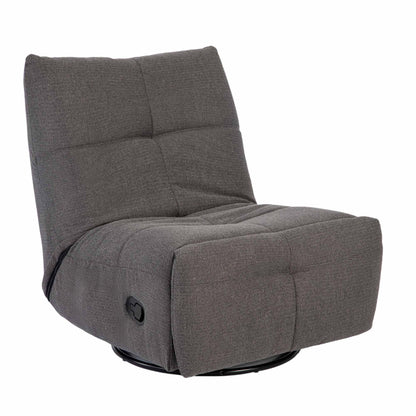 Relaxfauteuil Lazy van Starfurn in donkergrijze stof, vooraanzicht met hoge rugleuning en subtiele kruisstiksels