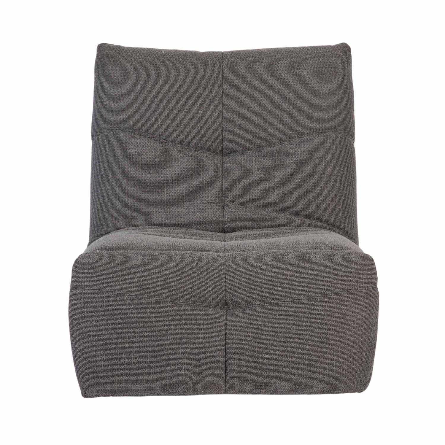 Relaxfauteuil Lazy van Starfurn in donkergrijze stof, totaalbeeld met zitting en voetsteun