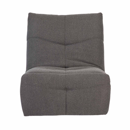Relaxfauteuil Lazy van Starfurn in donkergrijze stof, totaalbeeld met zitting en voetsteun