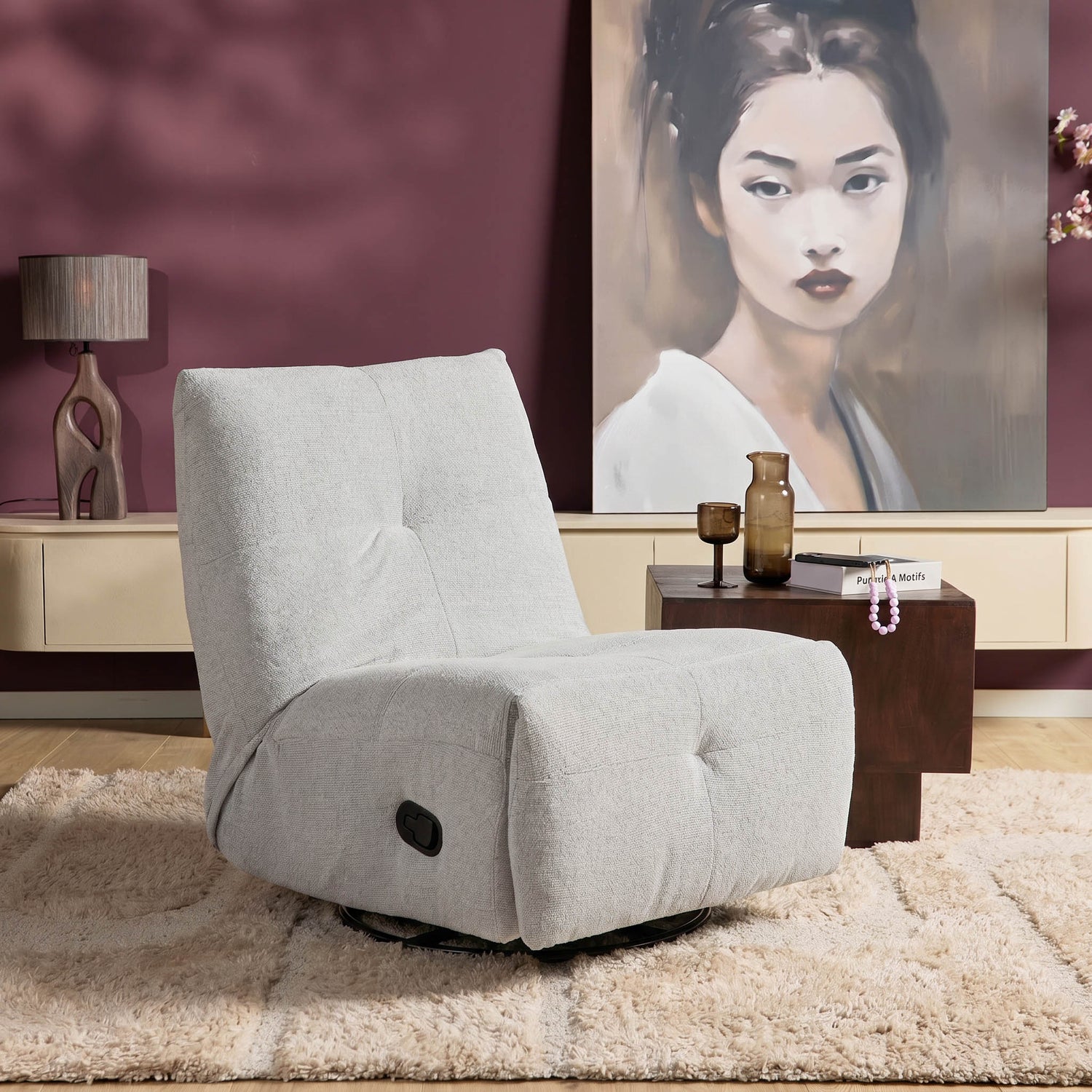 Relaxfauteuil Lazy van Starfurn in totaalbeeld met de voetsteun half omhoog gekanteld