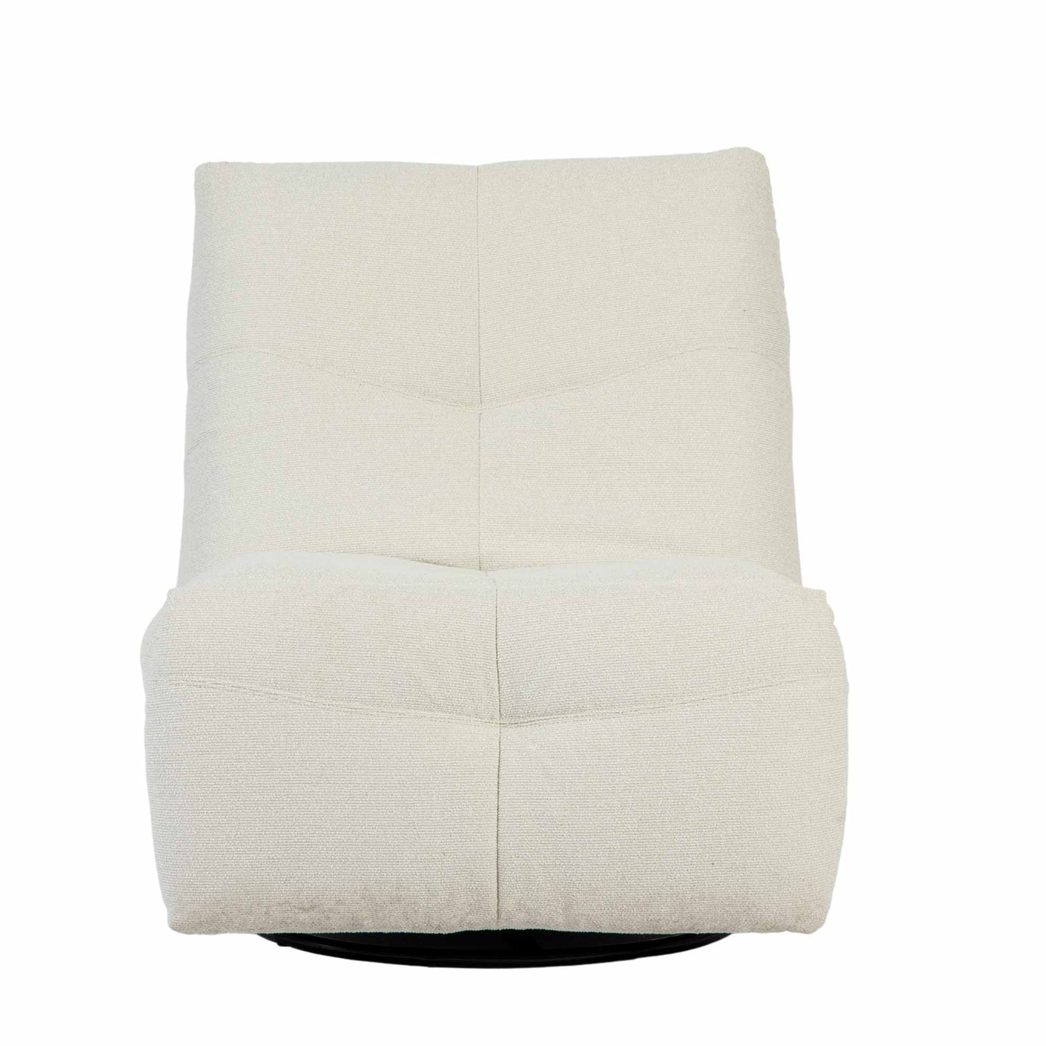 Relaxfauteuil Lazy van Starfurn in naturel stof, vooraanzicht met hoge rugleuning en subtiele kruisstiksels