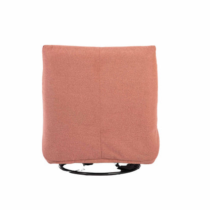 Relaxfauteuil Lazy van Starfurn in roze stof, vooraanzicht met hoge rugleuning en subtiele kruisstiksels