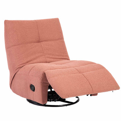 Relaxfauteuil Lazy van Starfurn in roze stof, schuin achteraanzicht van de fauteuil