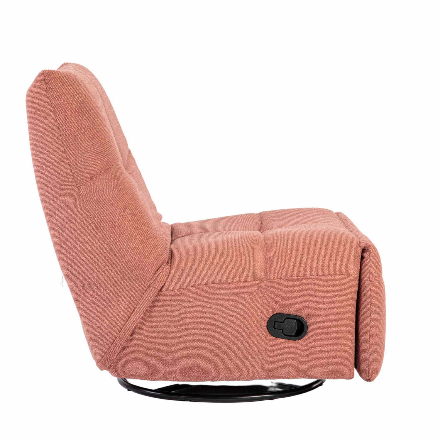 Relaxfauteuil Lazy van Starfurn in roze stof, volledig beeld in relaxstand