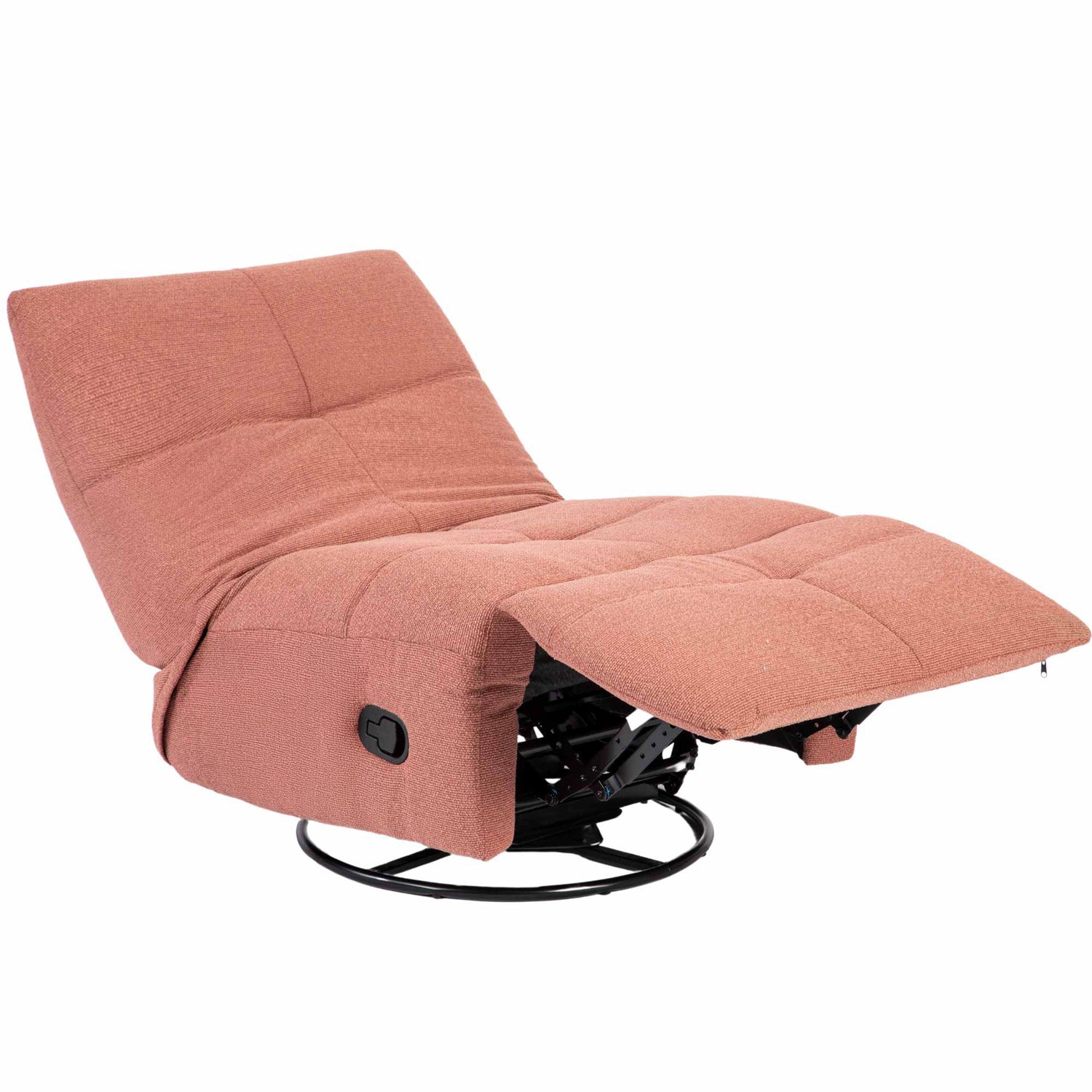 Relaxfauteuil Lazy van Starfurn in roze, zijaanzicht met brede armleuning