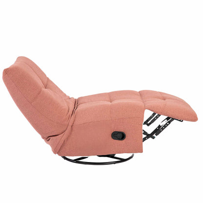 Relaxfauteuil Lazy van Starfurn in roze stof, uitgeklapt naar ligstand
