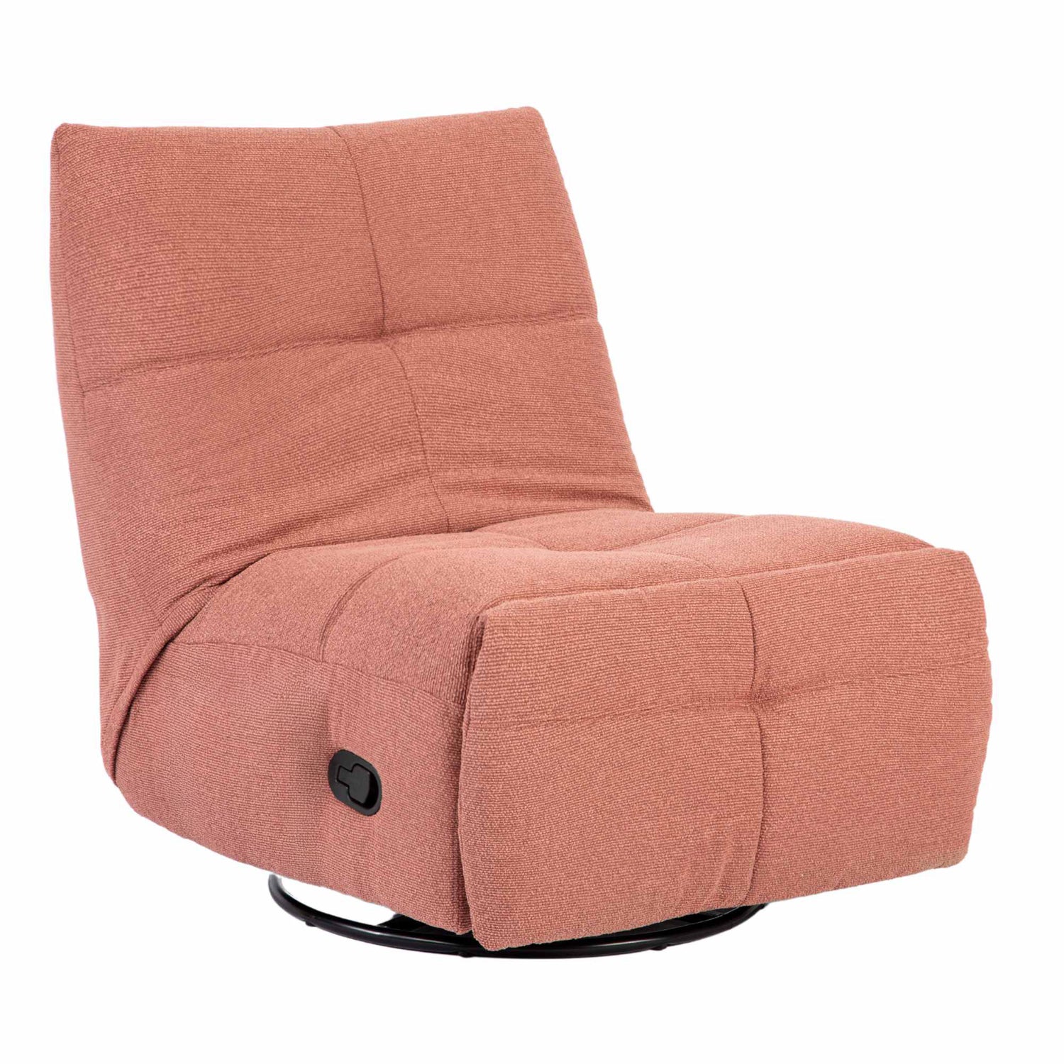 Relaxfauteuil Lazy van Starfurn in roze stof, achteraanzicht met hoge rugleuning