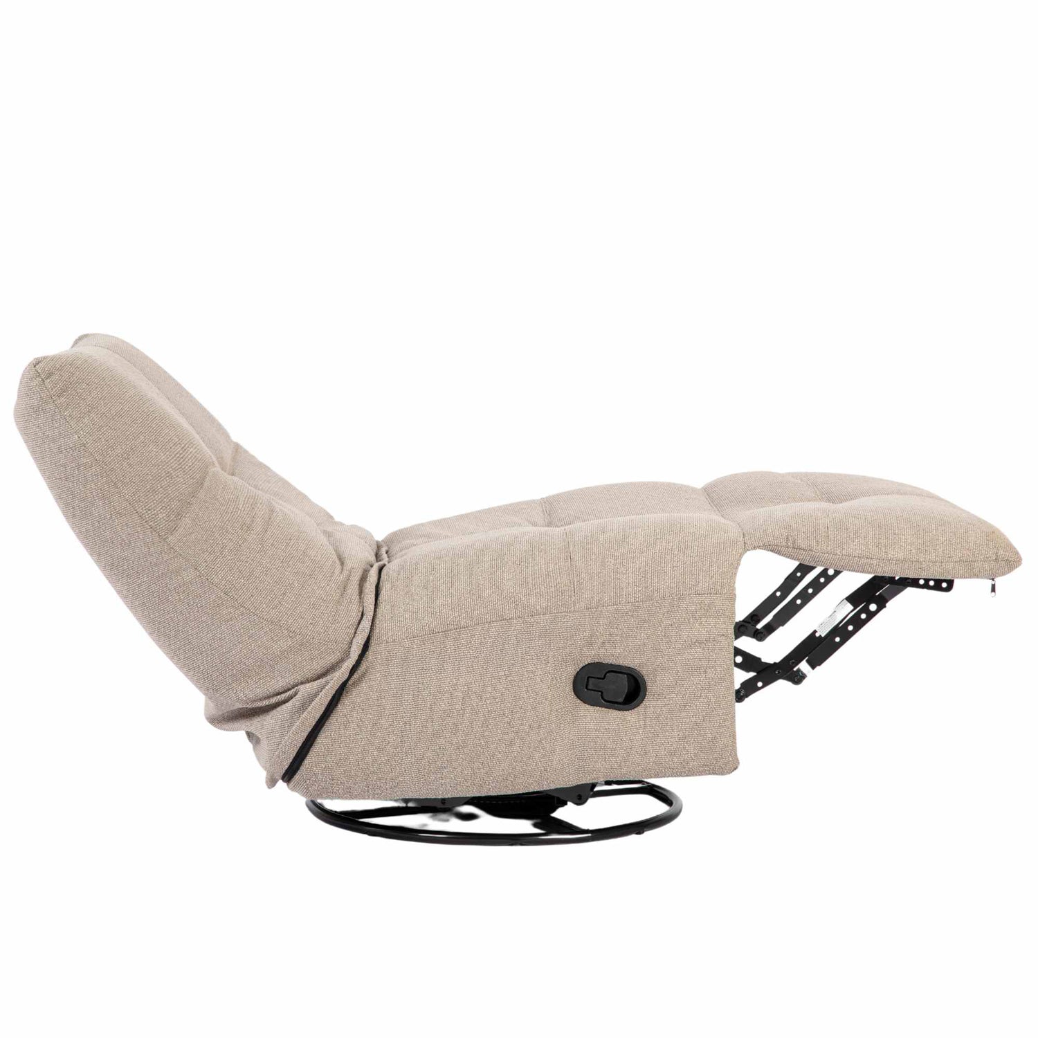 Relaxfauteuil Lazy van Starfurn in taupe, close-up van de zachte stofstructuur