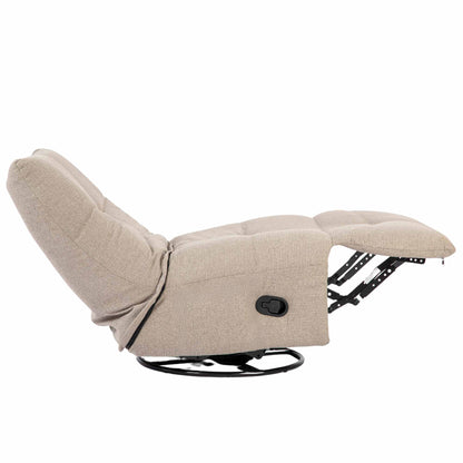 Relaxfauteuil Lazy van Starfurn in taupe, close-up van de zachte stofstructuur