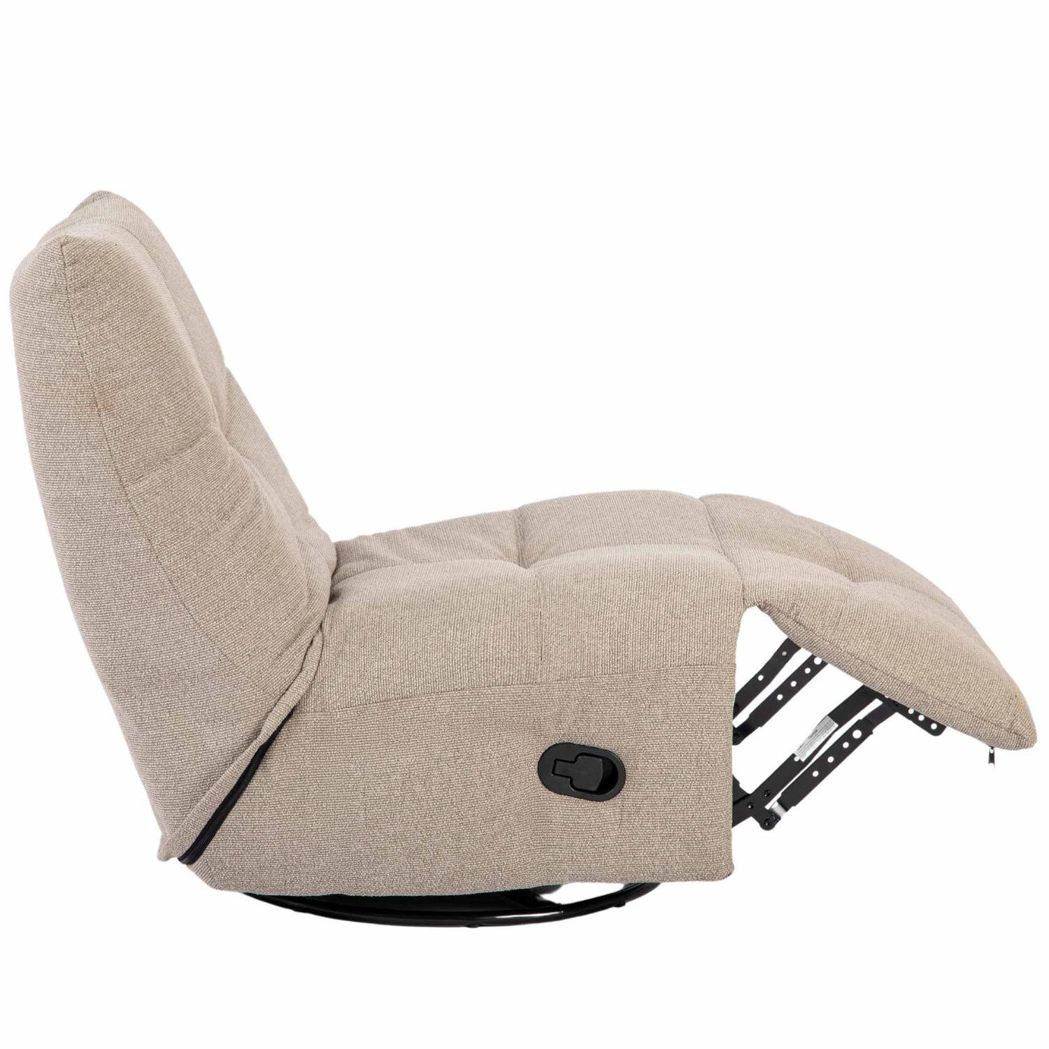Relaxfauteuil Lazy van Starfurn in taupe, totaalbeeld met de voetsteun half omhoog