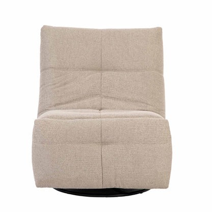 Relaxfauteuil Lazy van Starfurn in taupe, detail van de hoge rugleuning met stiksels