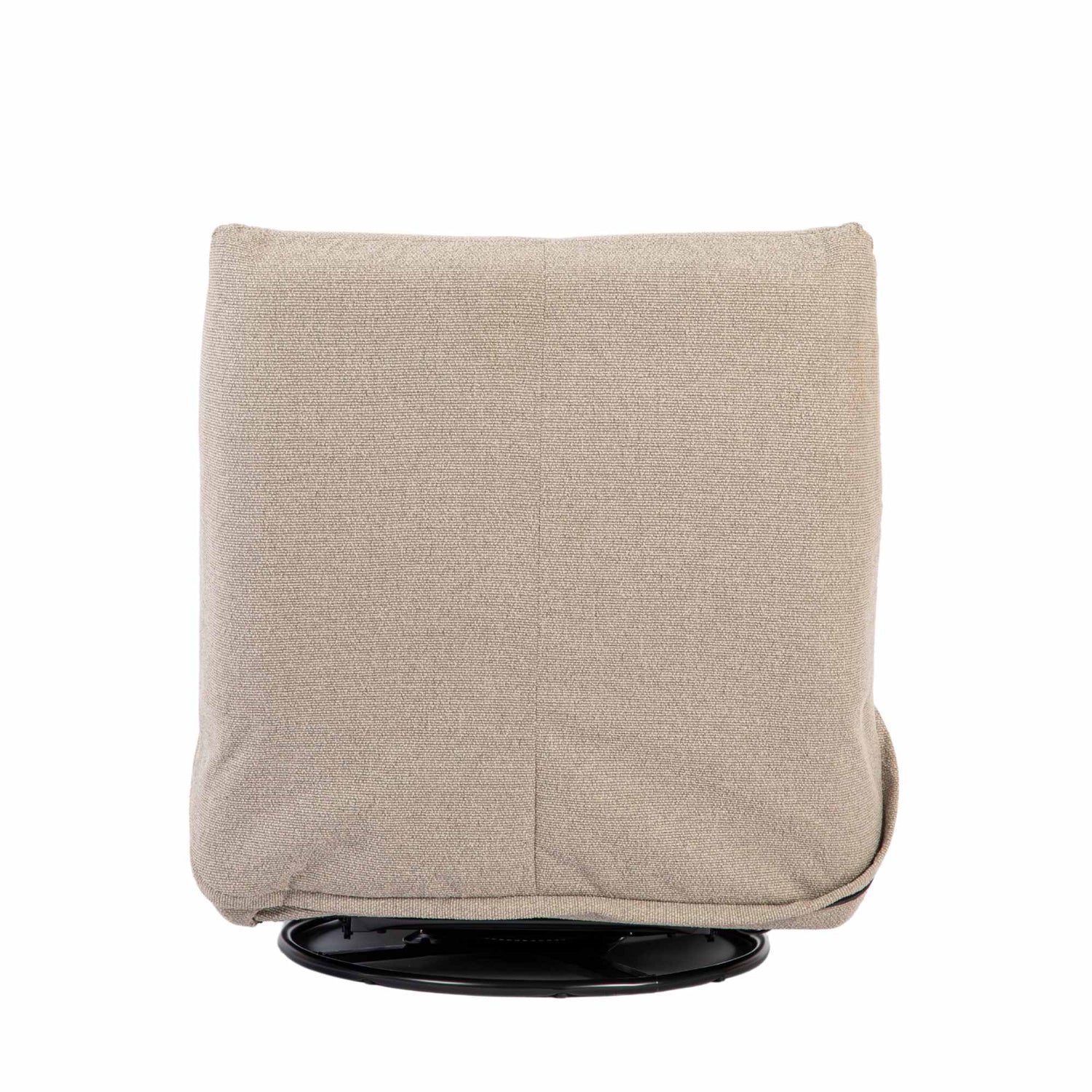 Relaxfauteuil Lazy van Starfurn in taupe stof, achteraanzicht met hoge rugleuning