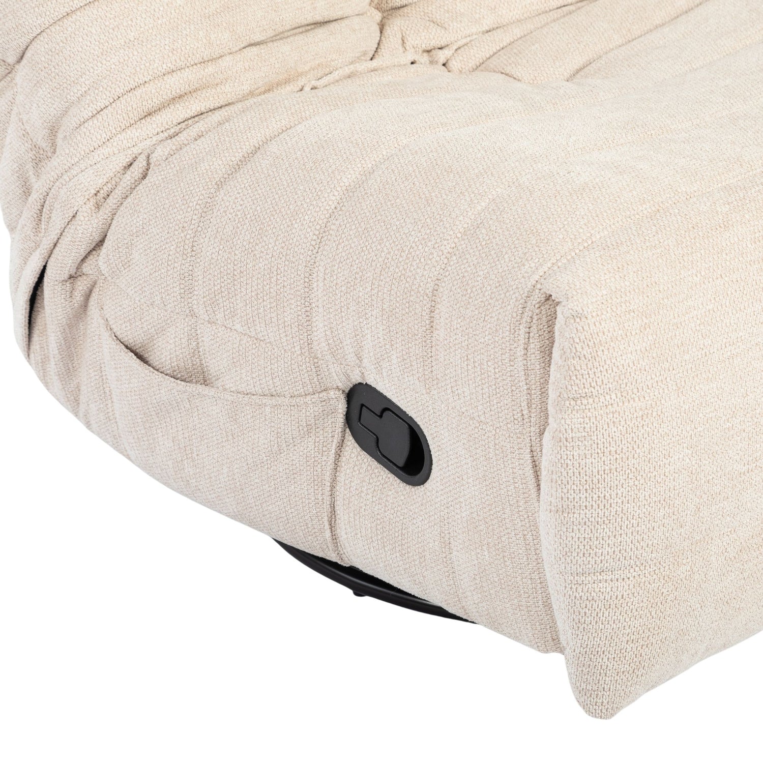 Relaxfauteuil Zen van Starfurn in beige stof, vooraanzicht met geplooide bekleding