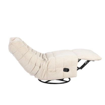 Relaxfauteuil Zen van Starfurn in beige met de voetsteun omhoog in relaxstand