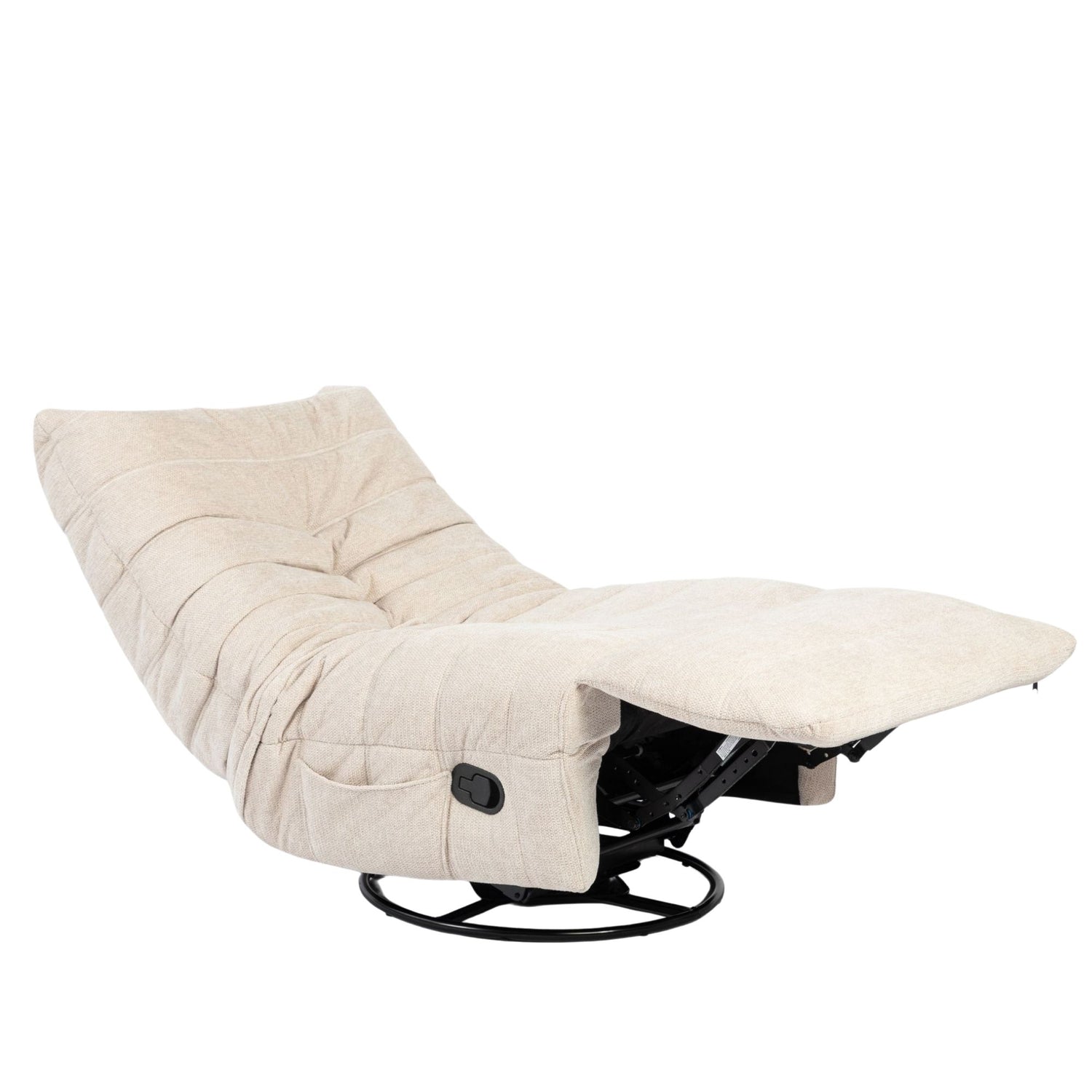 Relaxfauteuil Zen van Starfurn in beige stof, uitgeklapt naar ligstand