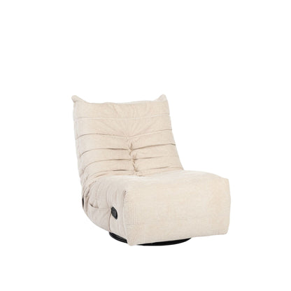 Relaxfauteuil Zen van Starfurn in beige stof, achteraanzicht met hoge rugleuning