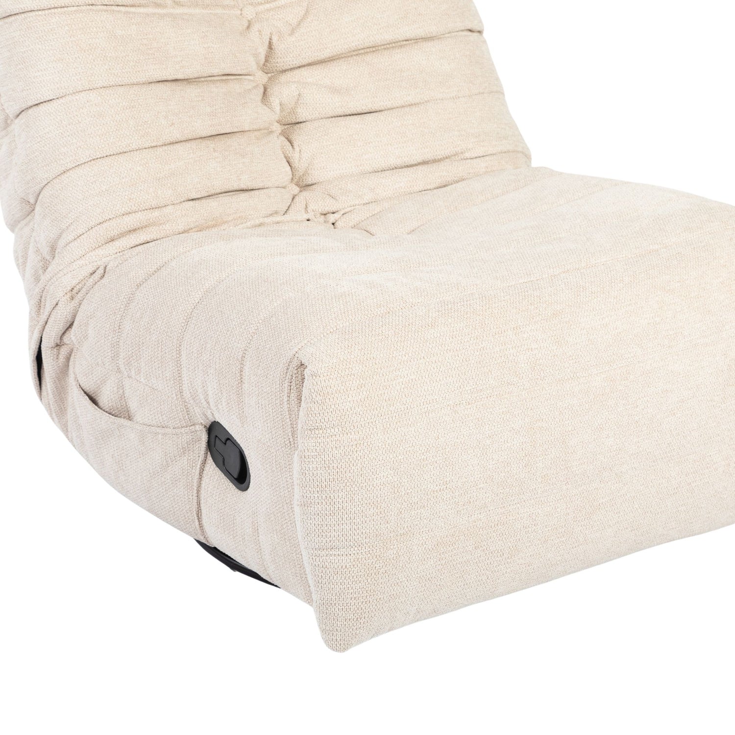 Relaxfauteuil Zen van Starfurn in beige stof, bovenaanzicht van de zachte zitting