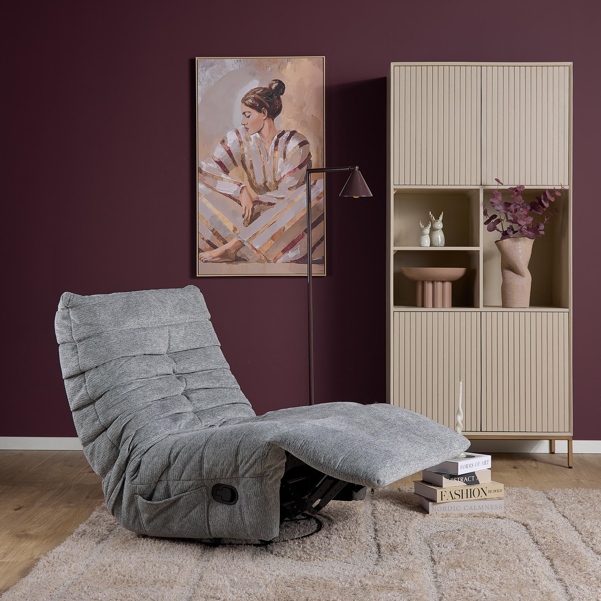 Relaxfauteuil Zen van Starfurn in grijs, close-up van de stofstructuur