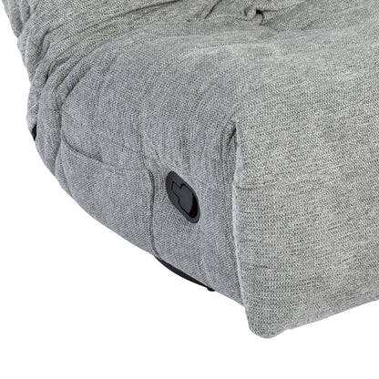 Relaxfauteuil Zen van Starfurn in grijze stof, zijaanzicht met zicht op de zwarte hendel