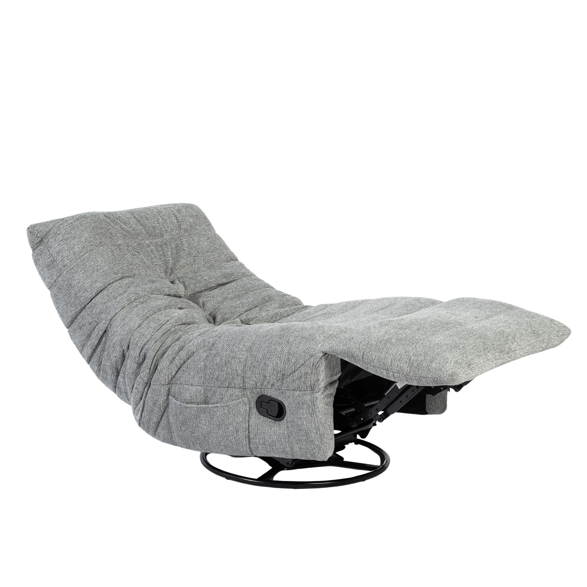 Relaxfauteuil Zen van Starfurn in grijs, detail van de geplooide bekleding
