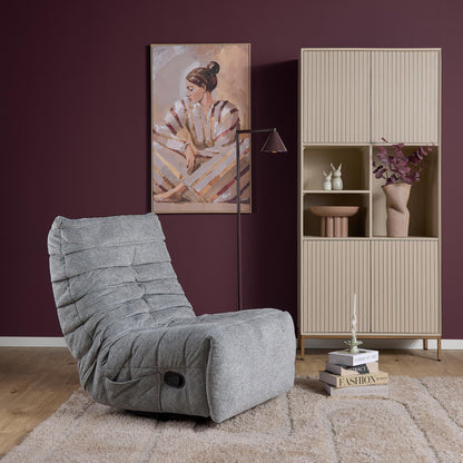 Relaxfauteuil Zen van Starfurn in grijs, detail van het draaibare onderstel