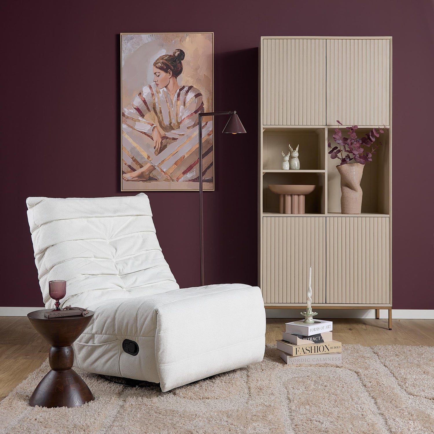 Relaxfauteuil Zen van Starfurn in naturel, close-up van de stofstructuur