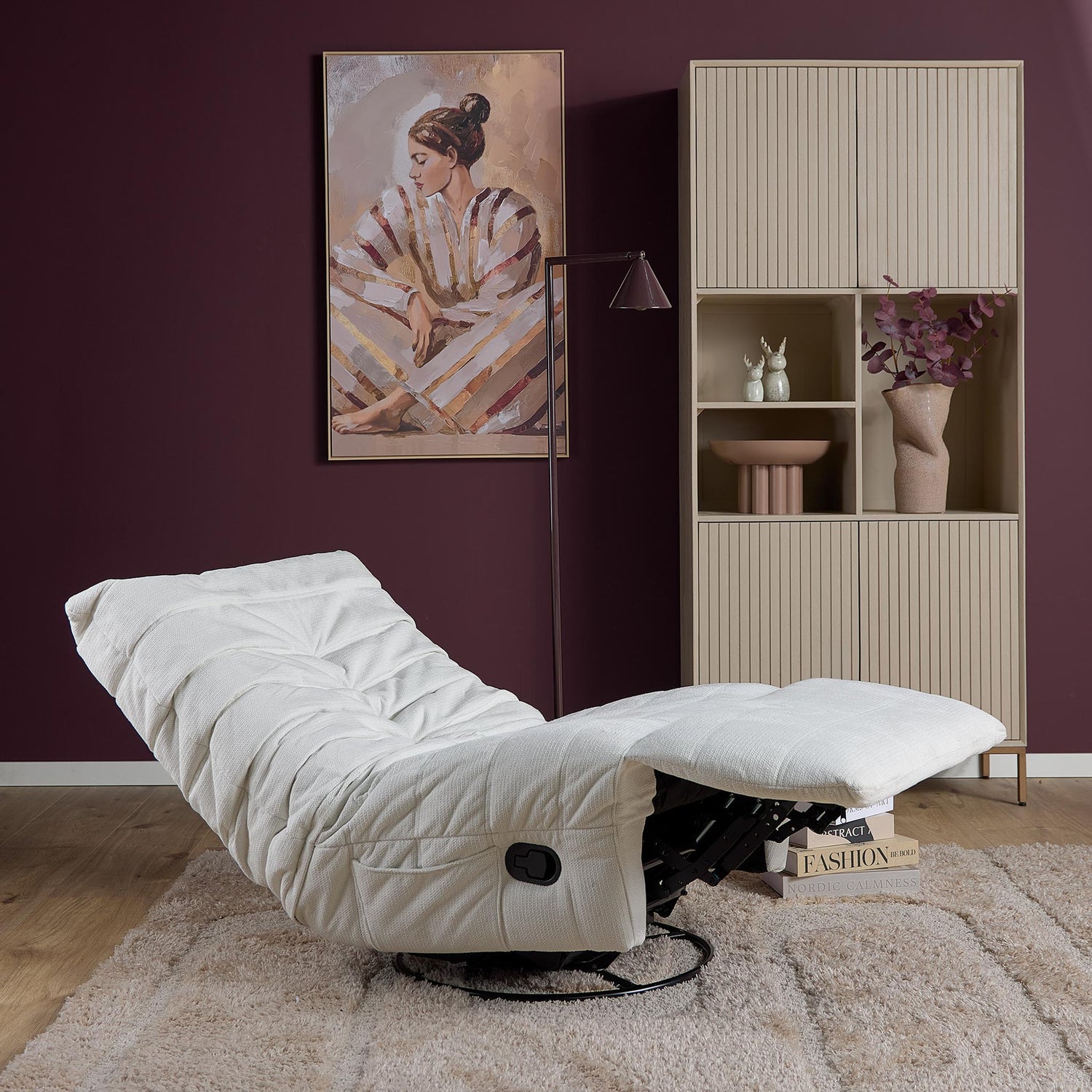 Relaxfauteuil Zen van Starfurn in naturel, totaalbeeld van de fauteuil