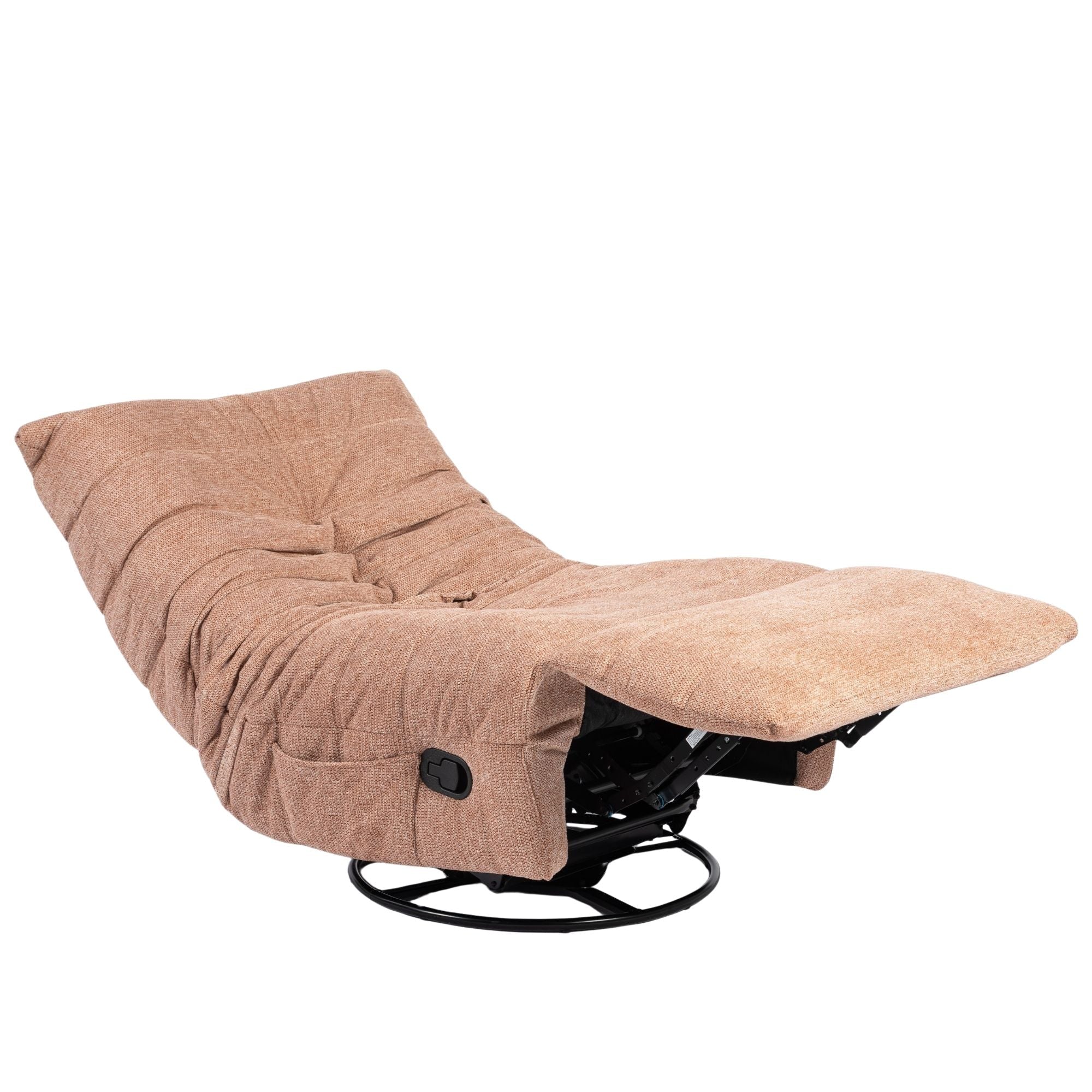 Relaxfauteuil Zen van Starfurn in roze stof, vooraanzicht met geplooide bekleding