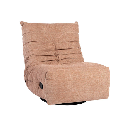 Relaxfauteuil Zen van Starfurn in roze met de voetsteun omhoog in relaxstand