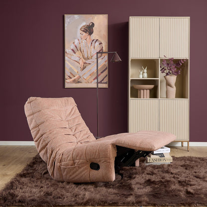 Relaxfauteuil Zen van Starfurn in roze stof, bovenaanzicht van de zachte zitting