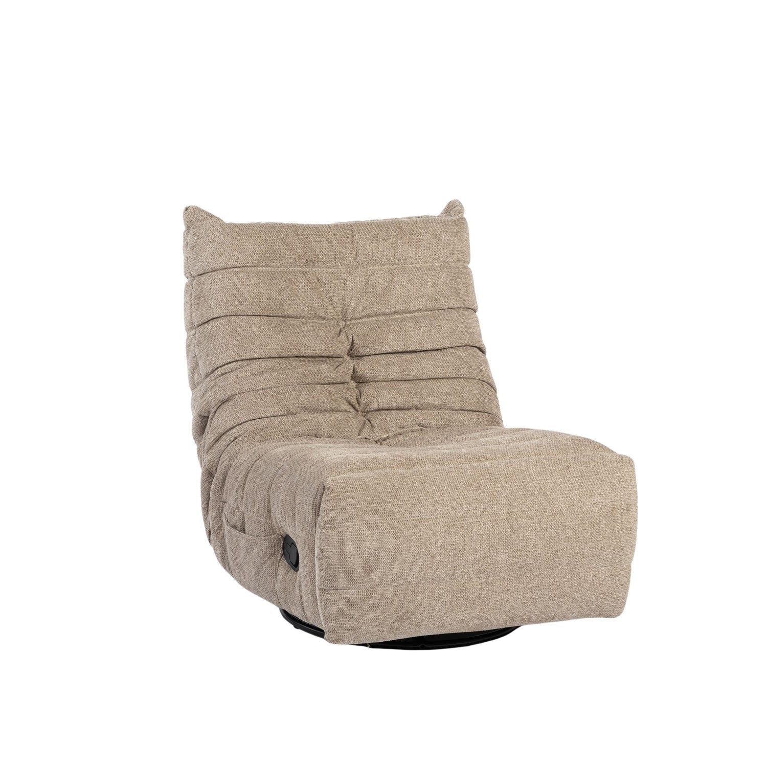 Relaxfauteuil Zen van Starfurn in taupe stof, uitgeklapt naar ligstand