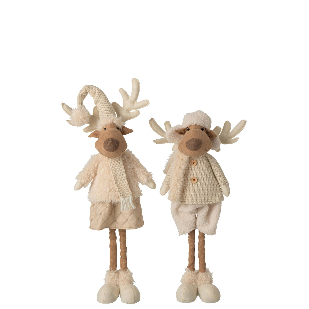 Rendier Deco Polyester Beige H82cm Set van 2 J-Line