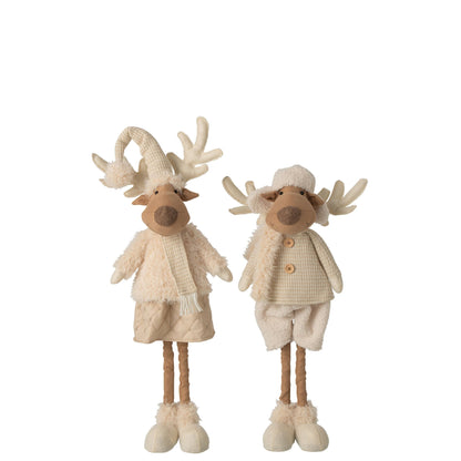 Rendier Deco Polyester Beige H82cm Set van 2 J-Line