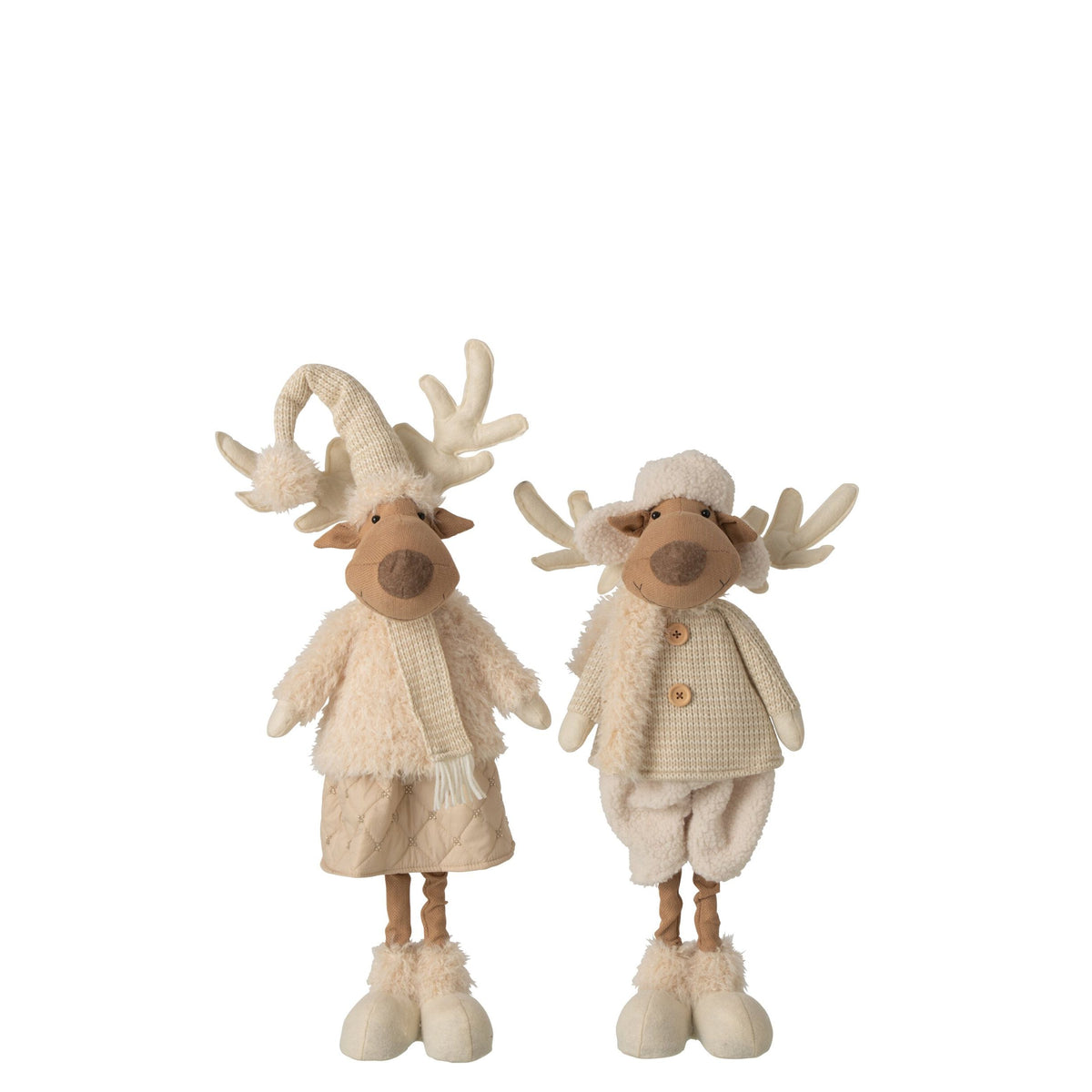 Rendier Deco Polyester Beige H82cm Set van 2 J-Line