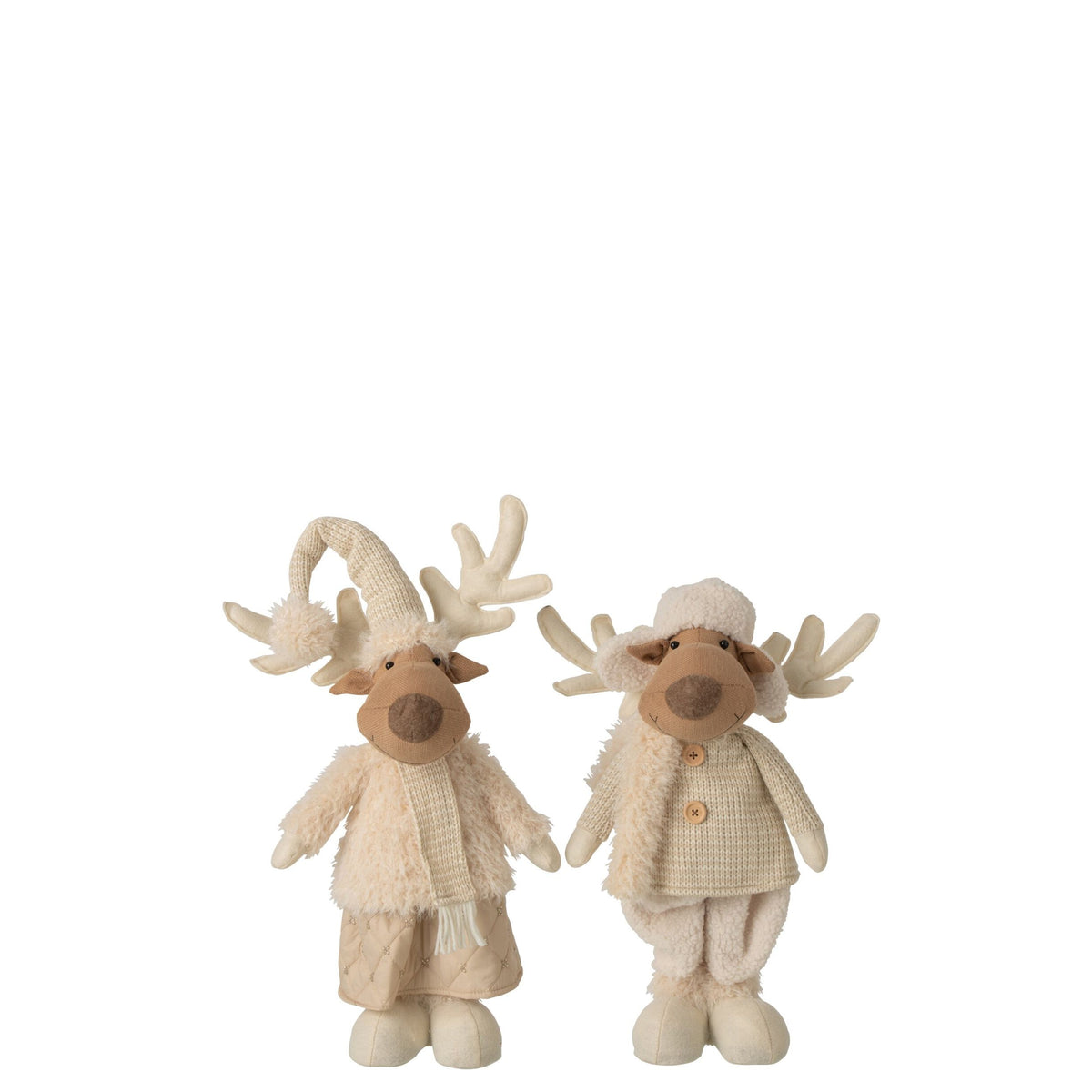 Rendier Deco Polyester Beige H82cm Set van 2 J-Line