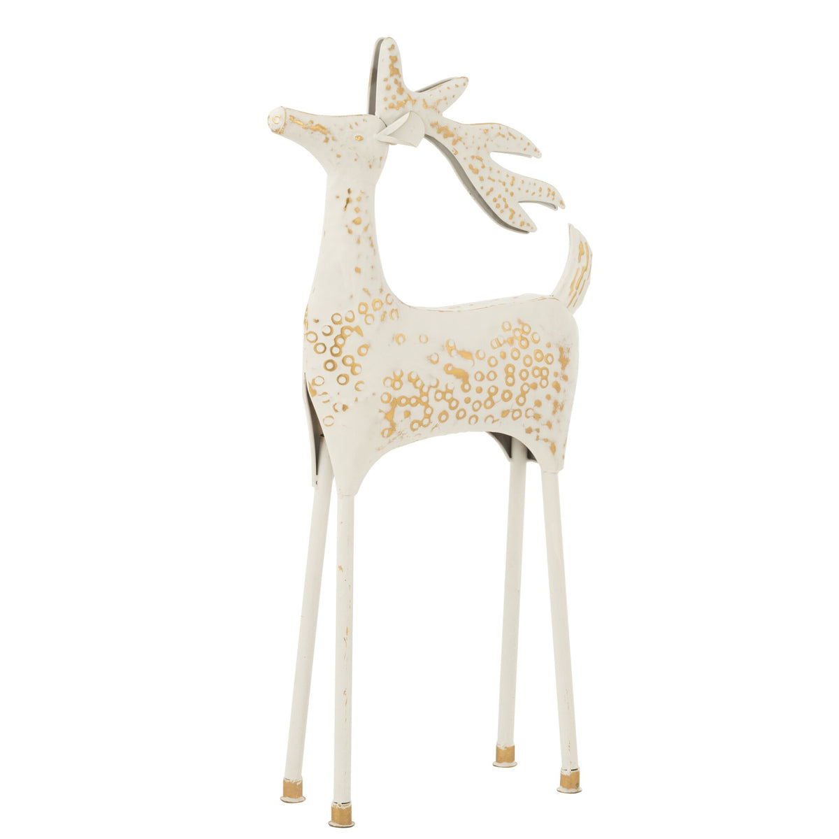 Decoratief rendier van J-Line in gebroken wit ijzerdraad, 87,5cm hoog