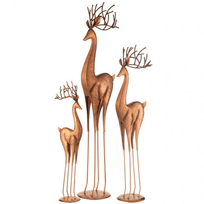 Rendier Op Voet Metaal Koper Large - Kerstdecoratie - J-Line - livinglovely.nl